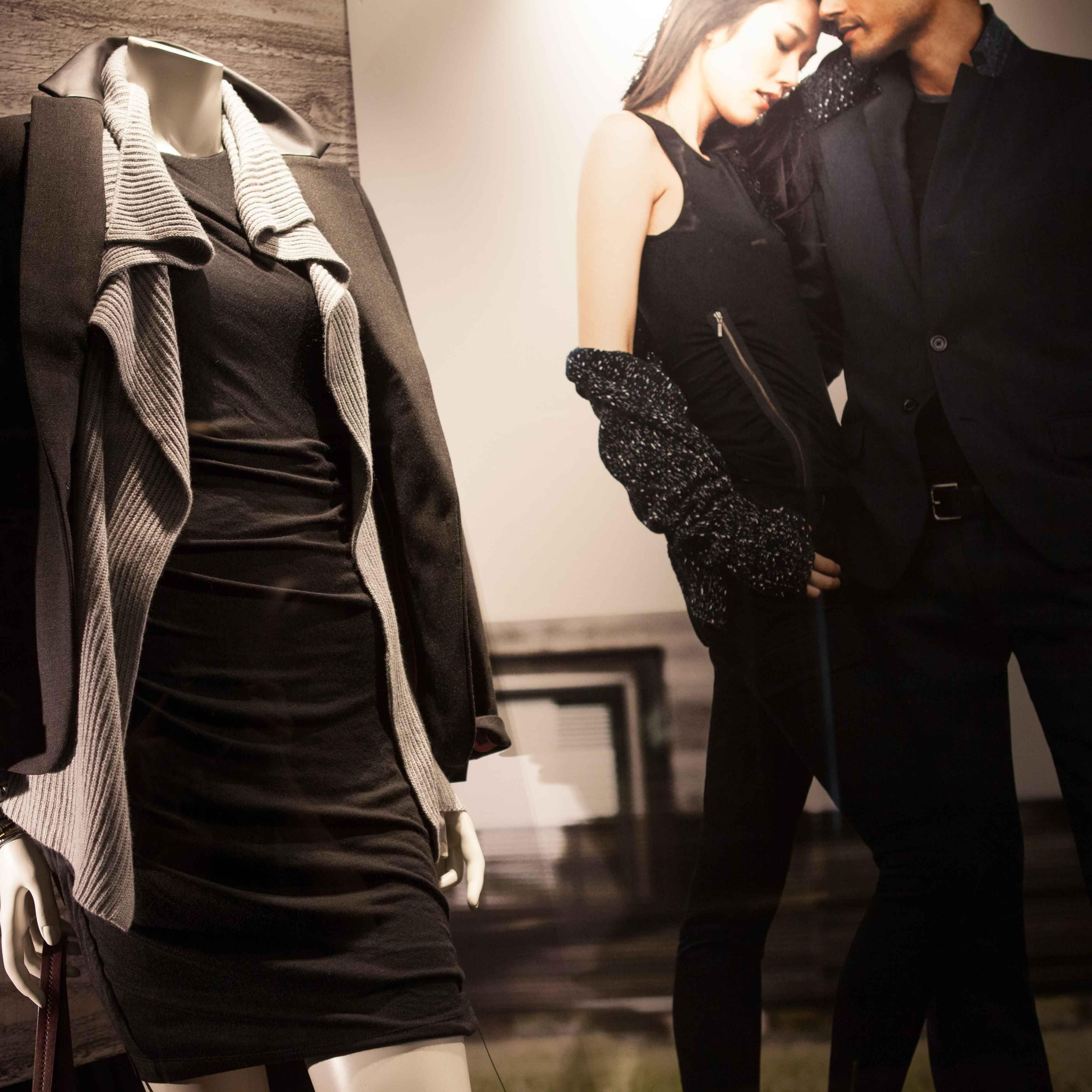 Banana Republic mannequin wearing grey