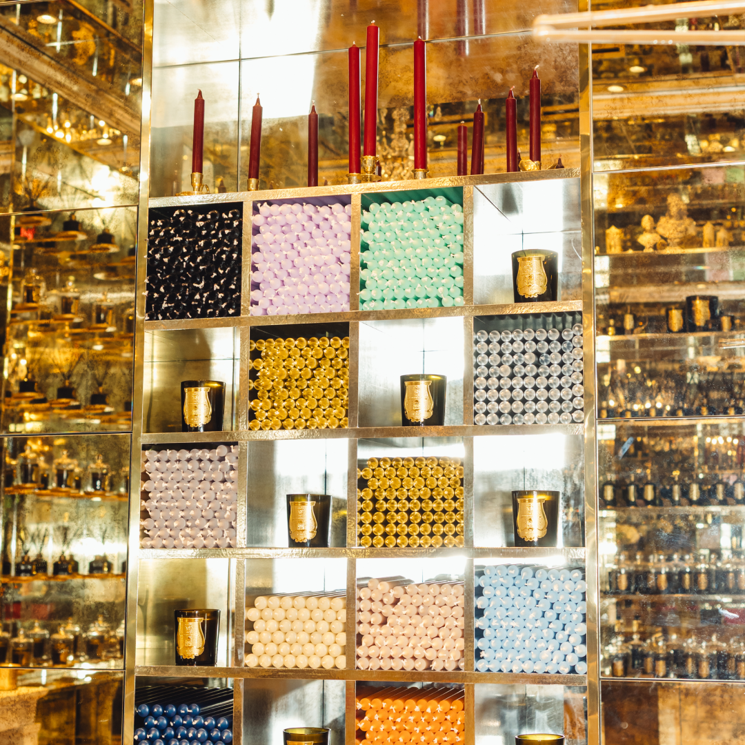 Various candles on display inside Trudon's new Rockefeller Center outpost