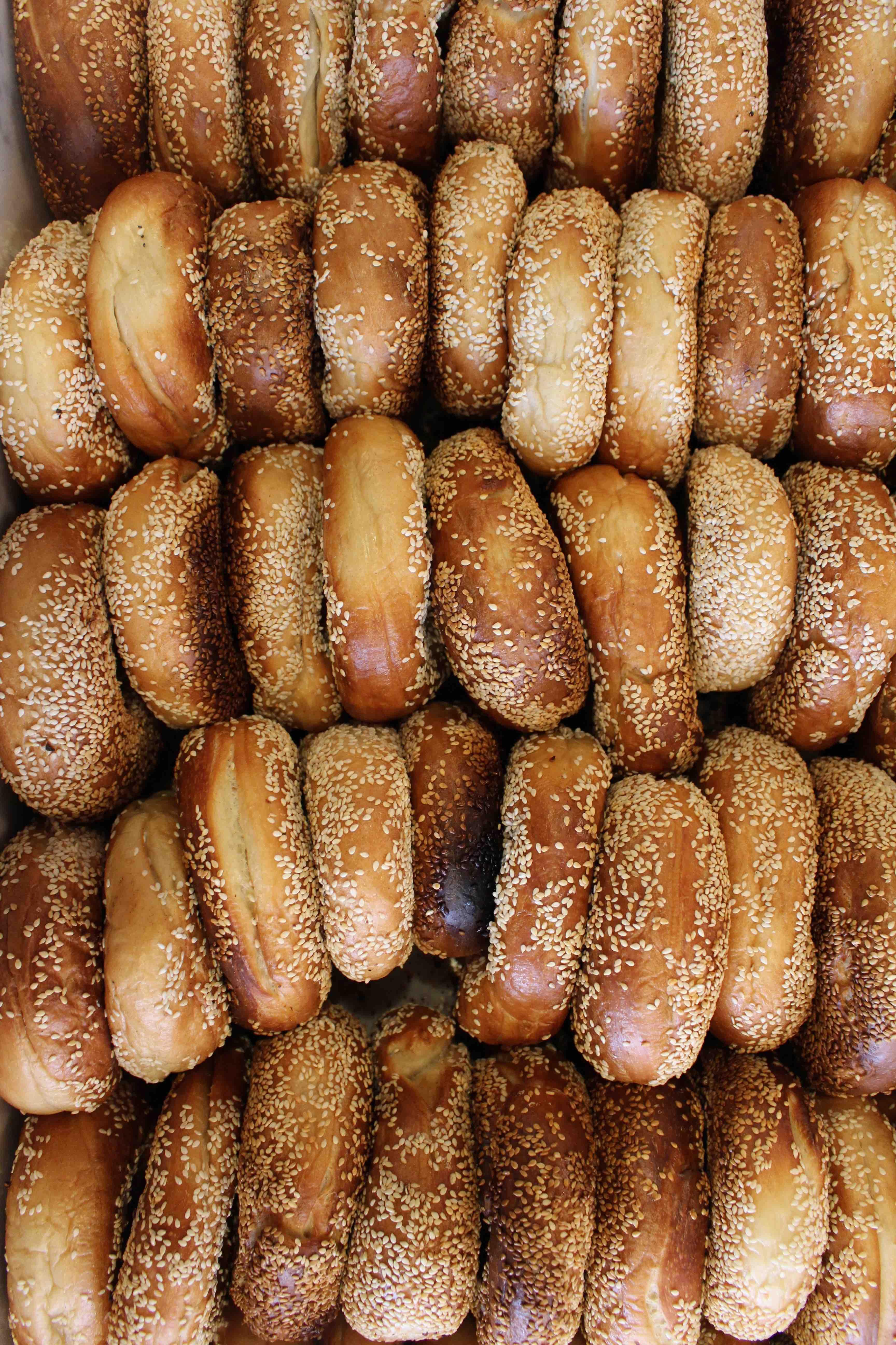 bagels piled together