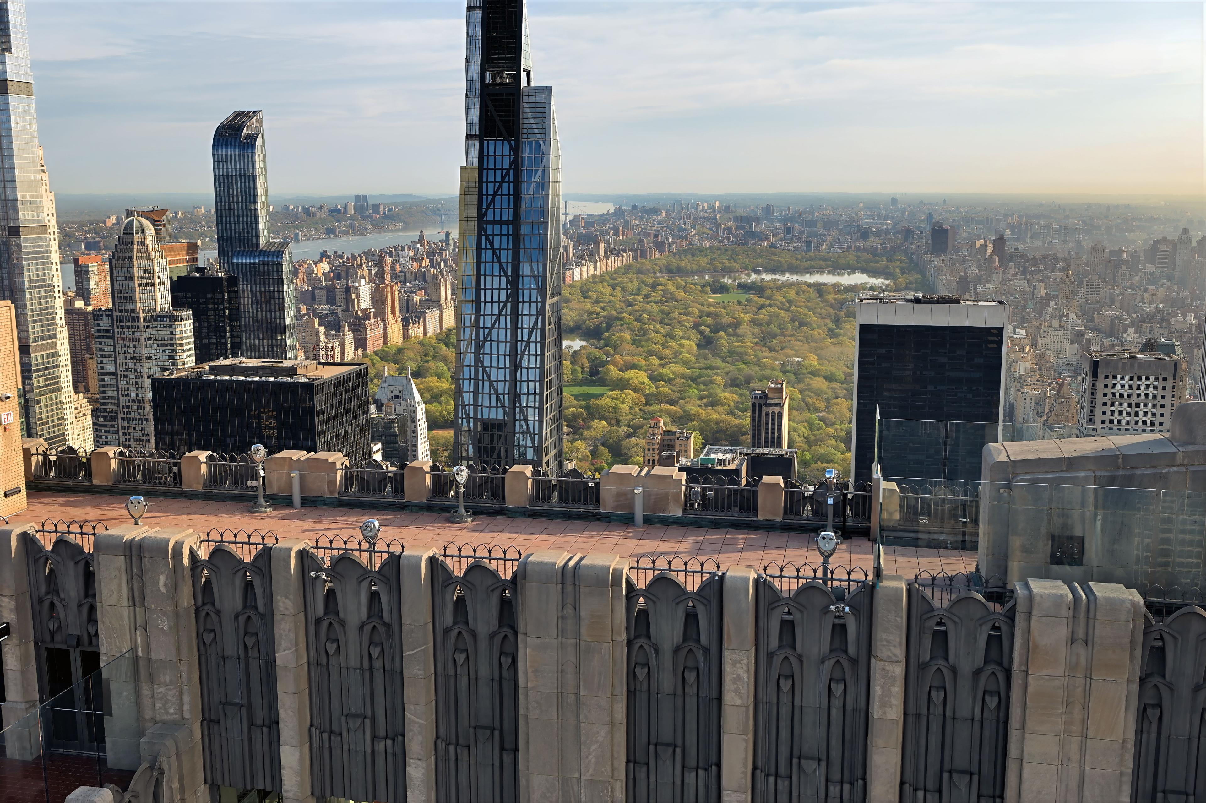 view of central park from top of the rock observation deck
