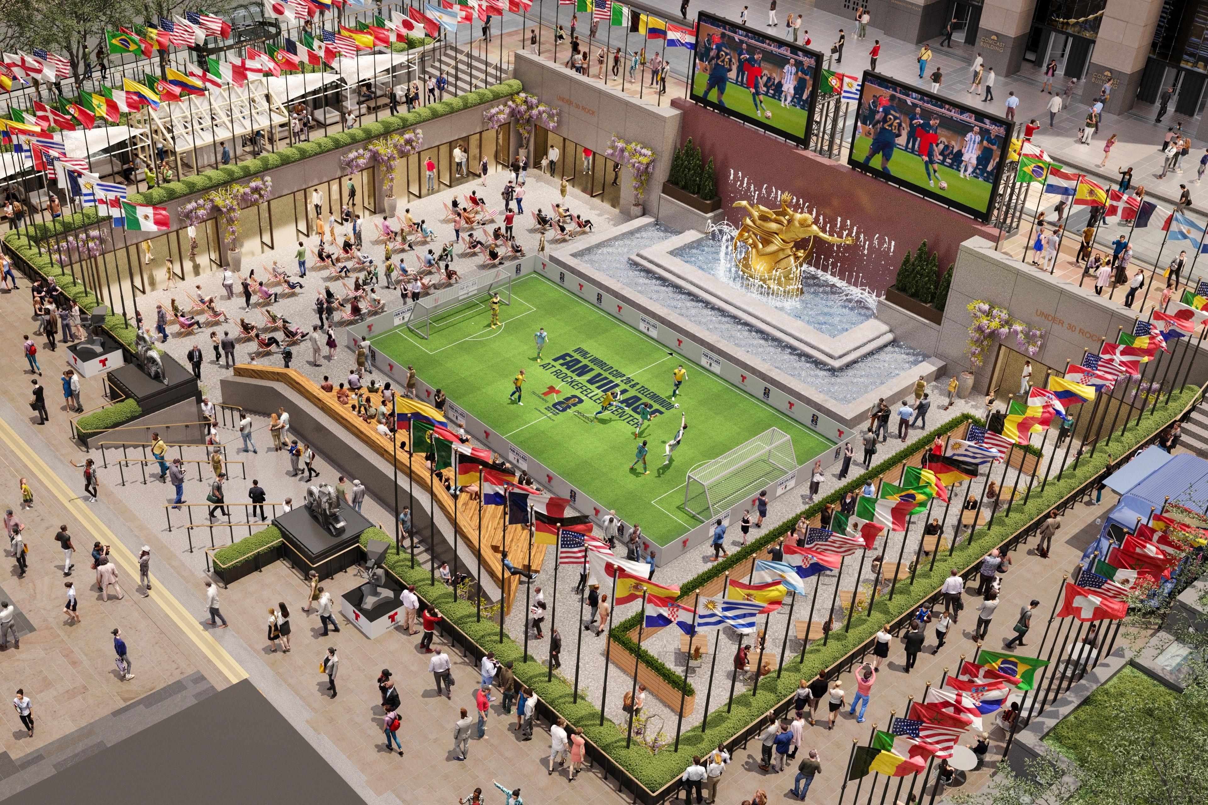 soccer pitch at rockefeller center rendering