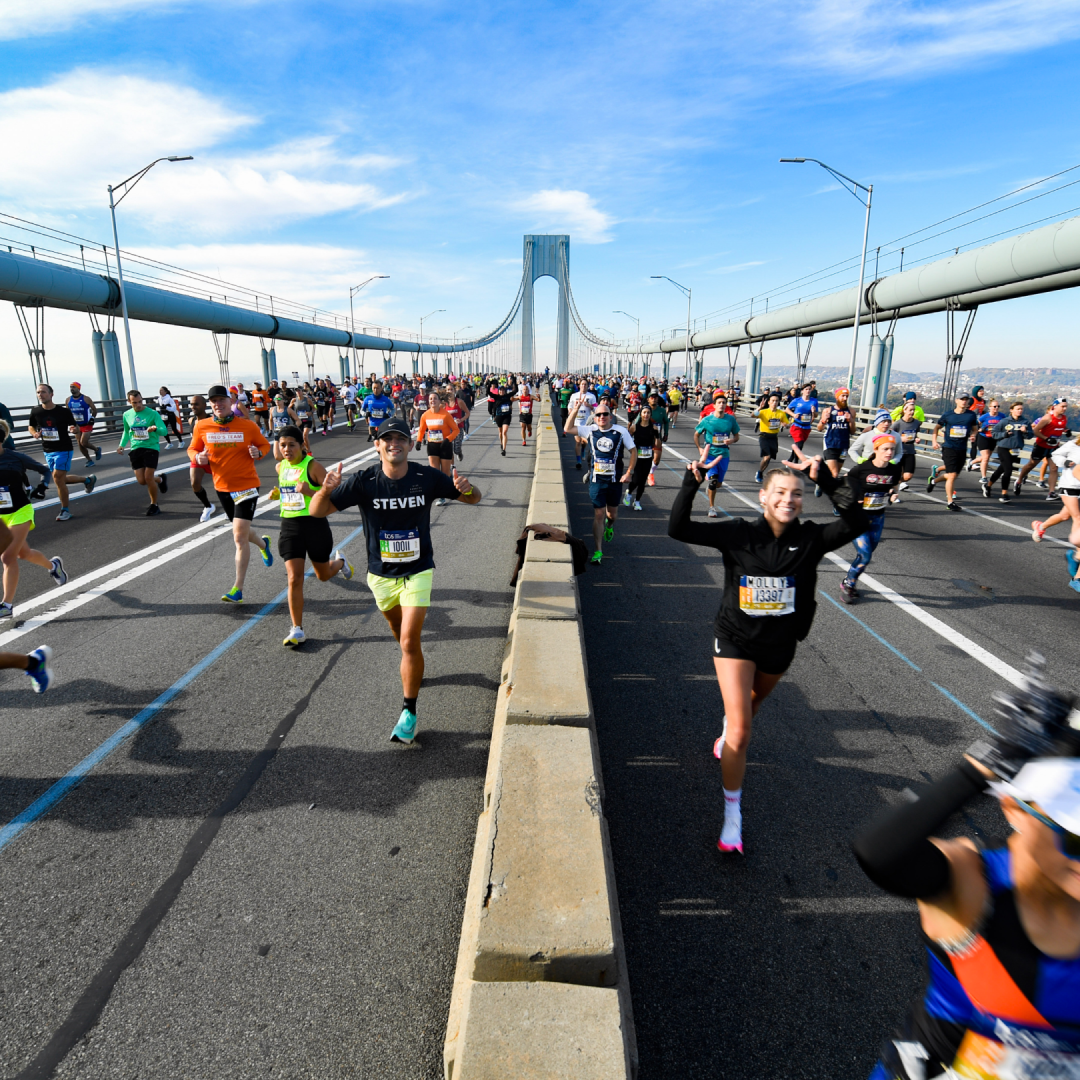 Large crowd of people running the Brooklyn Half Marathon