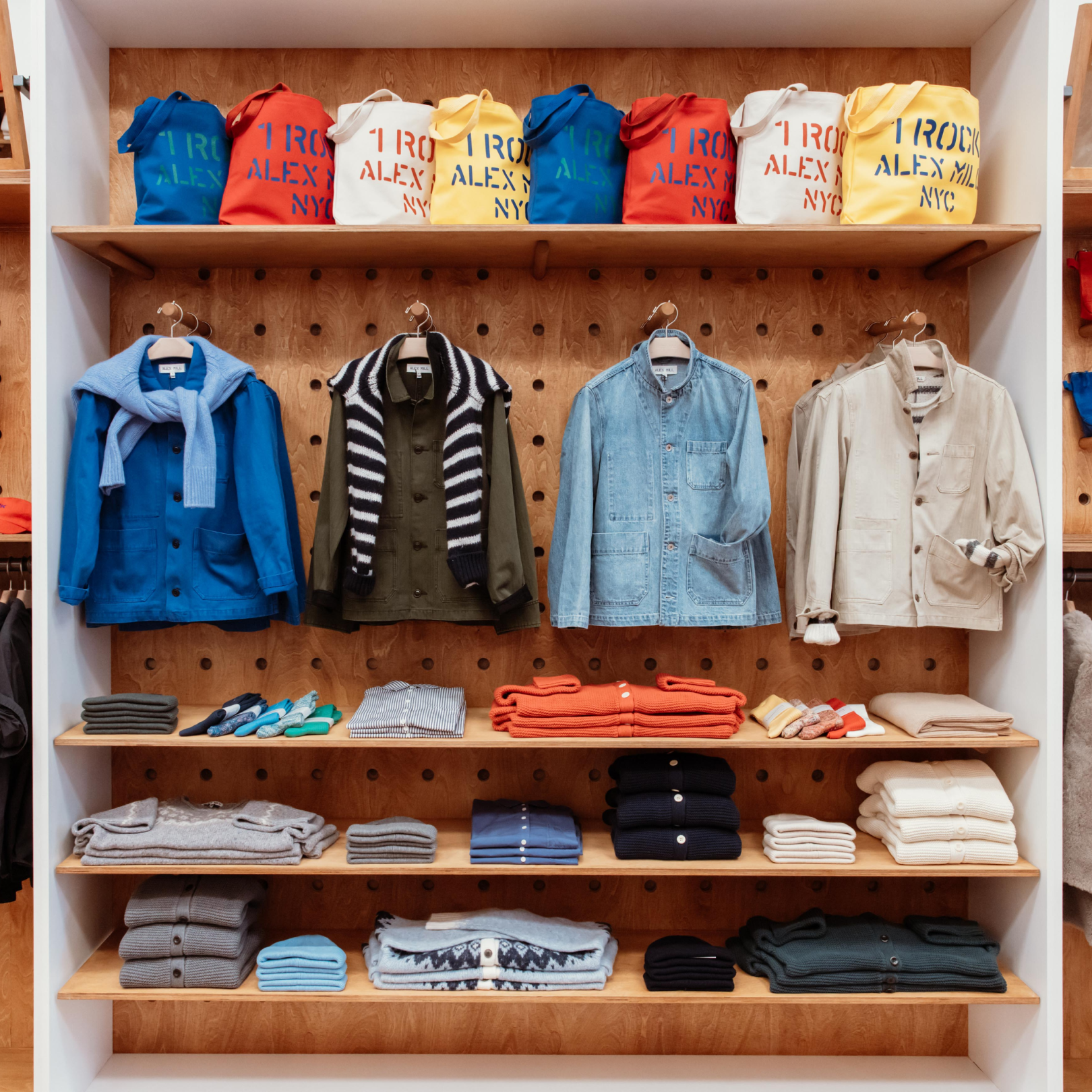 Clothes on display at Alex Mill at Rockefeller Center