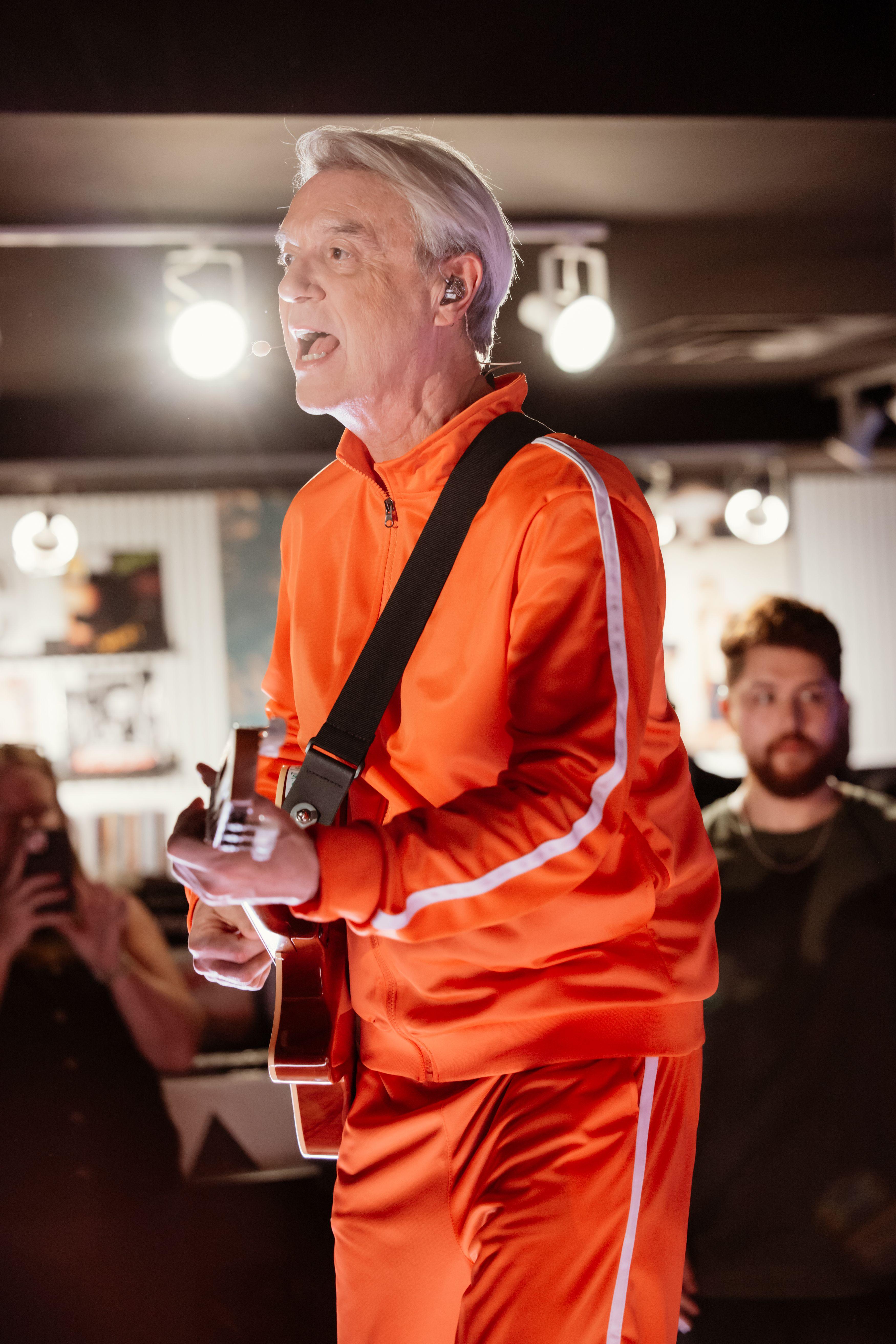 david byrne performing at rockefeller center