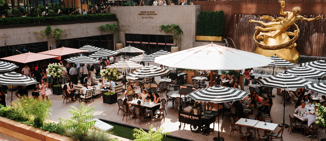 Dining tables at the Rockefeller Center Plaza