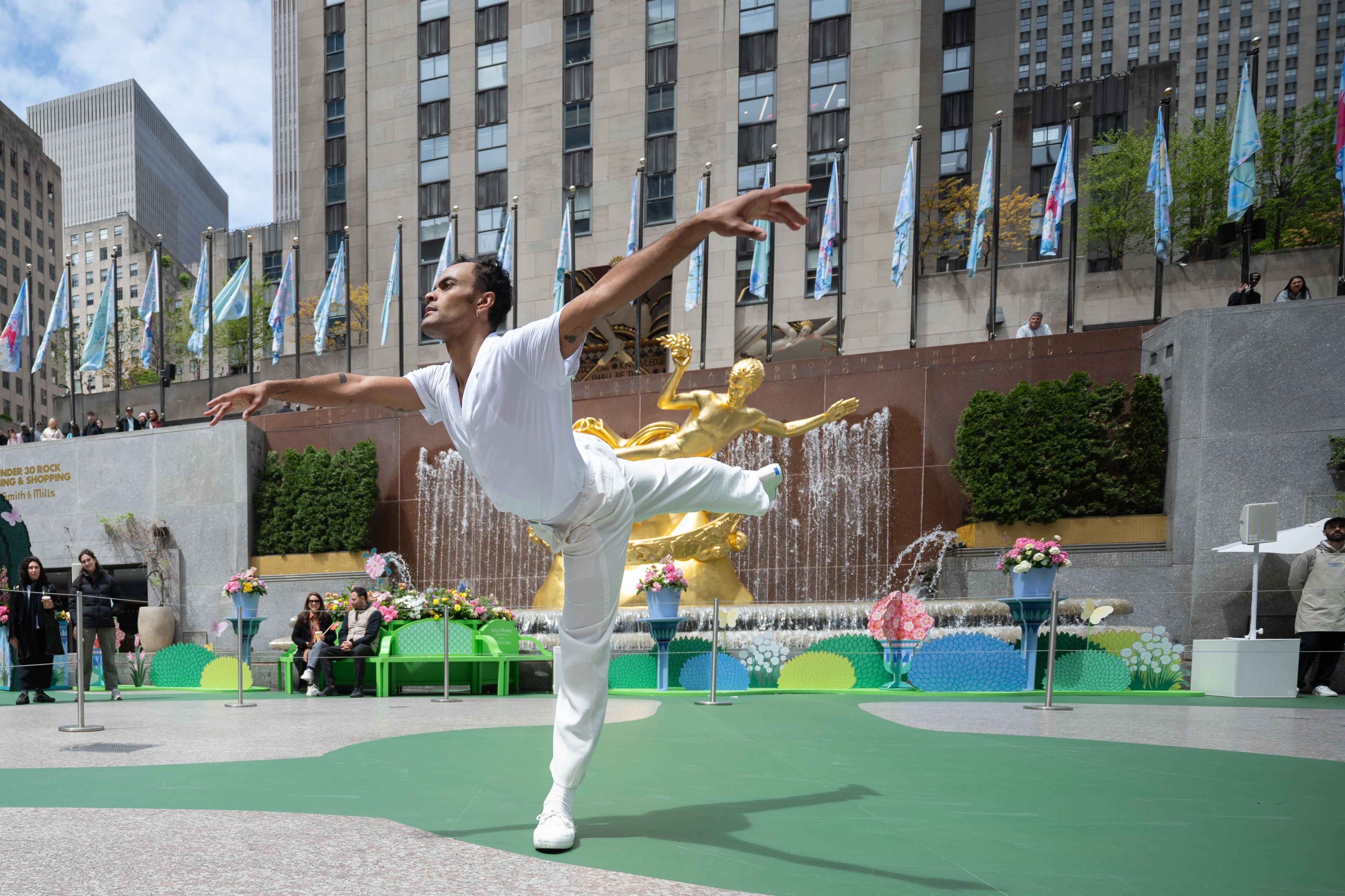 a dance performance at rockefeller center