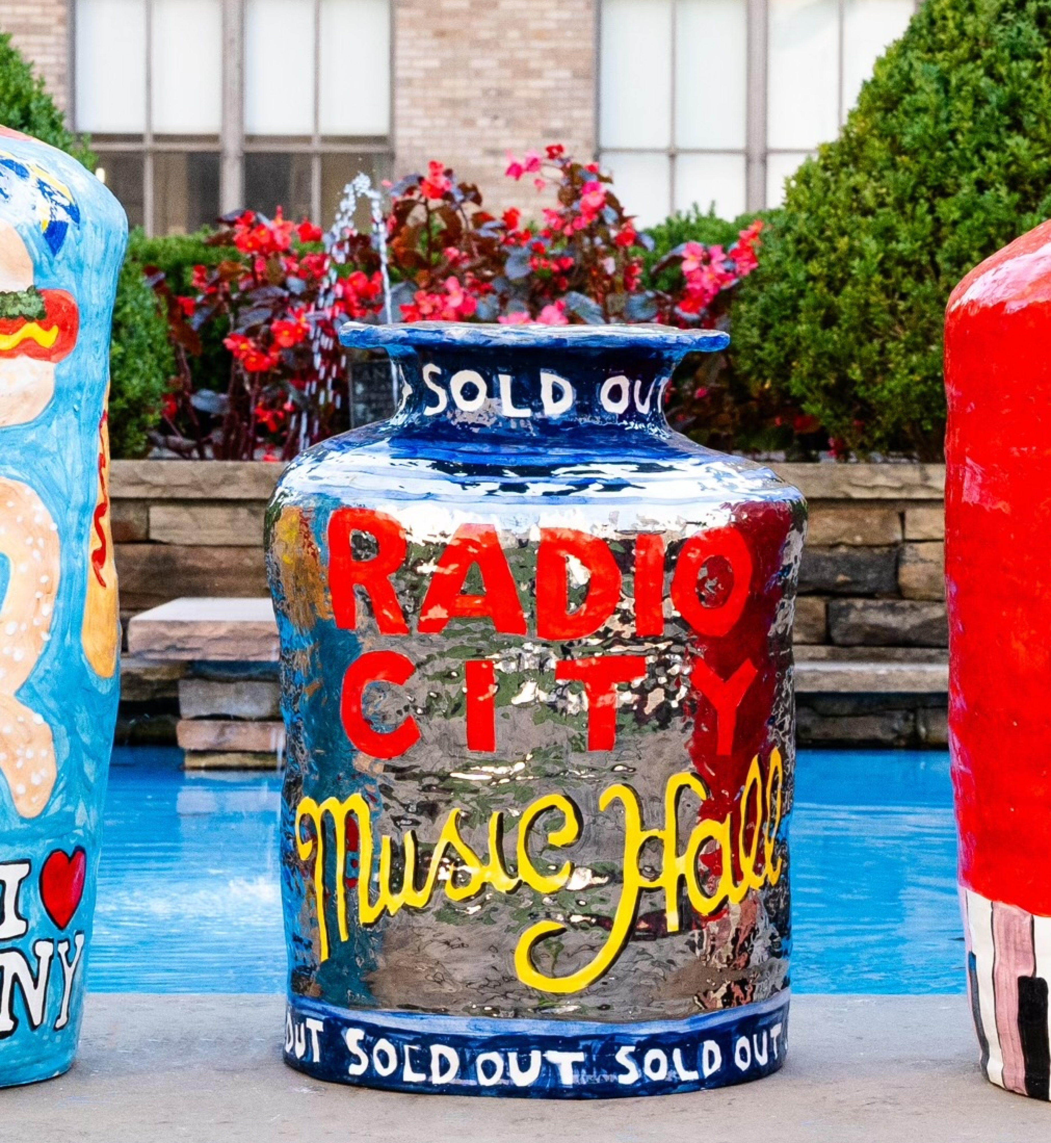 Artist Jake Clark's Radio City-themed ceramic sculpture at Rockefeller Center
