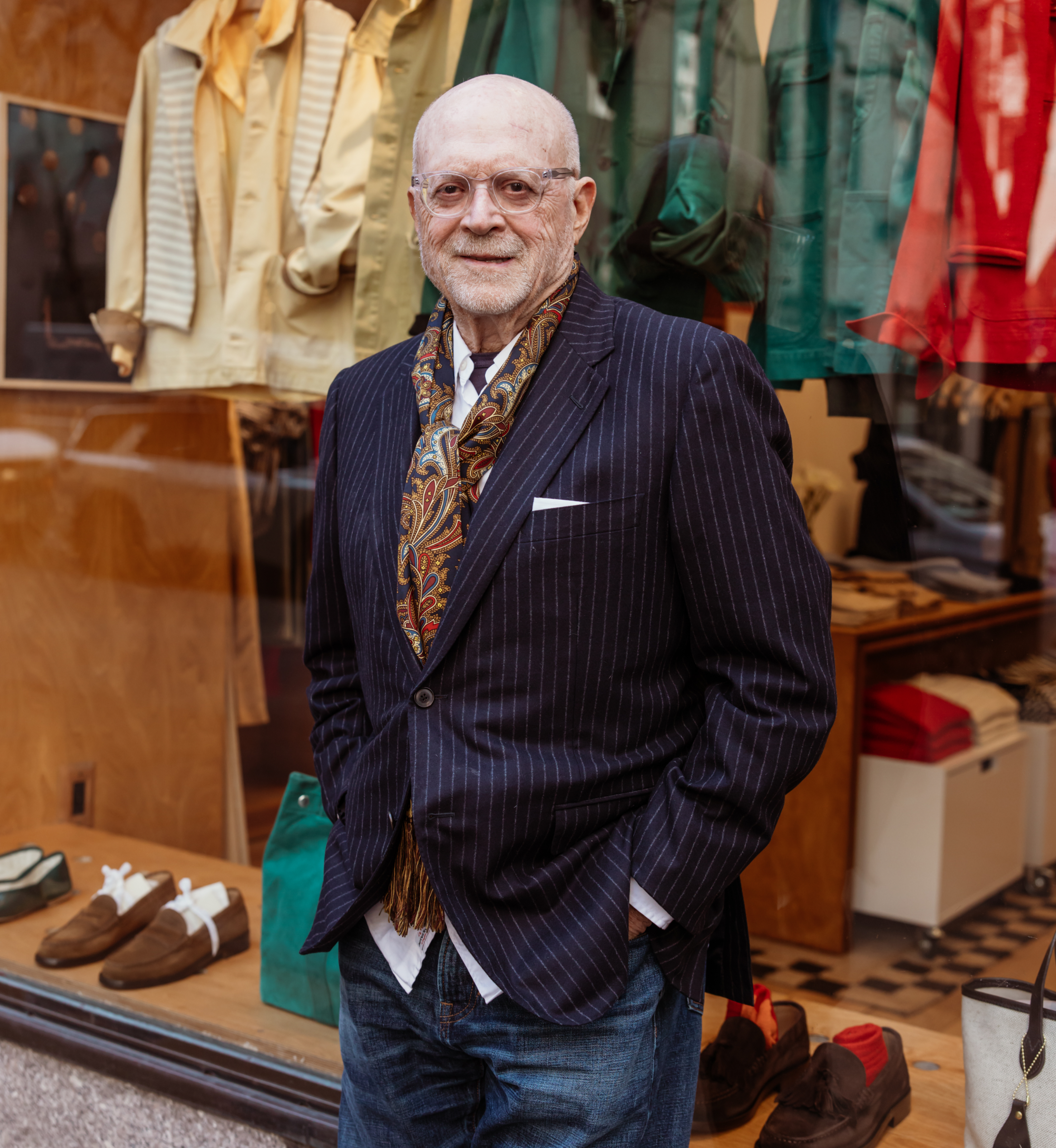 Chairman Mickey Drexler standing outside of the Alex Mill store at Rockefeller Center