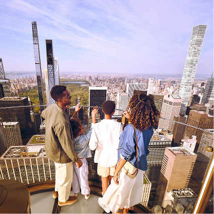 Family looking at the view at Top of the Rock