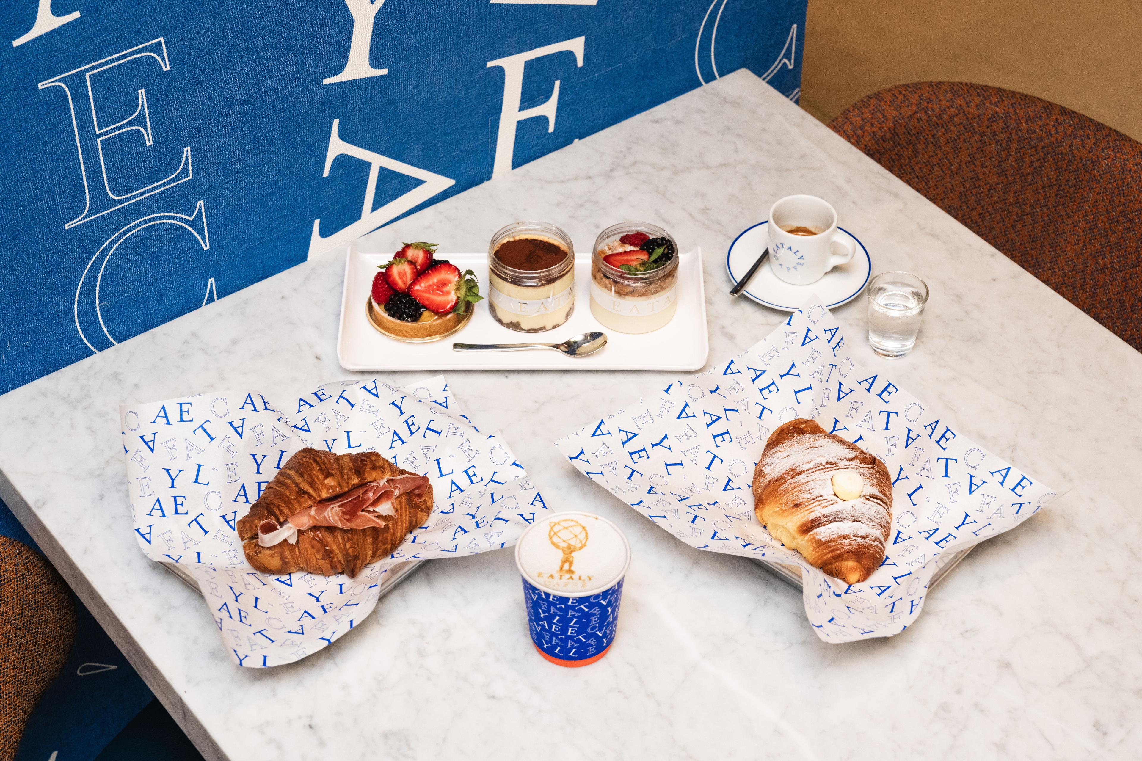 Pastries and coffee on a table