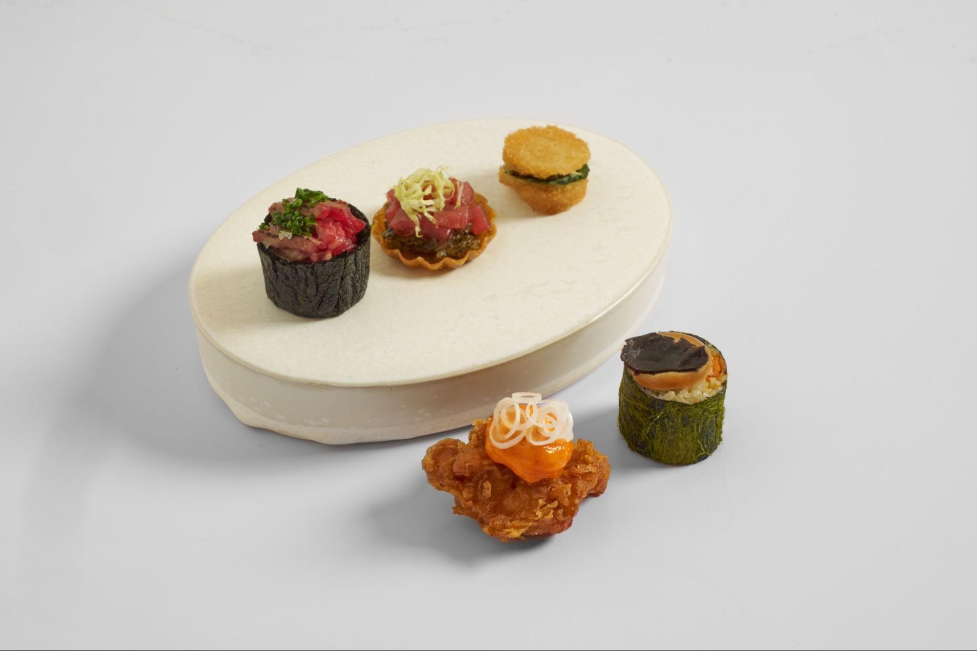 Pieces of sushi on a plate