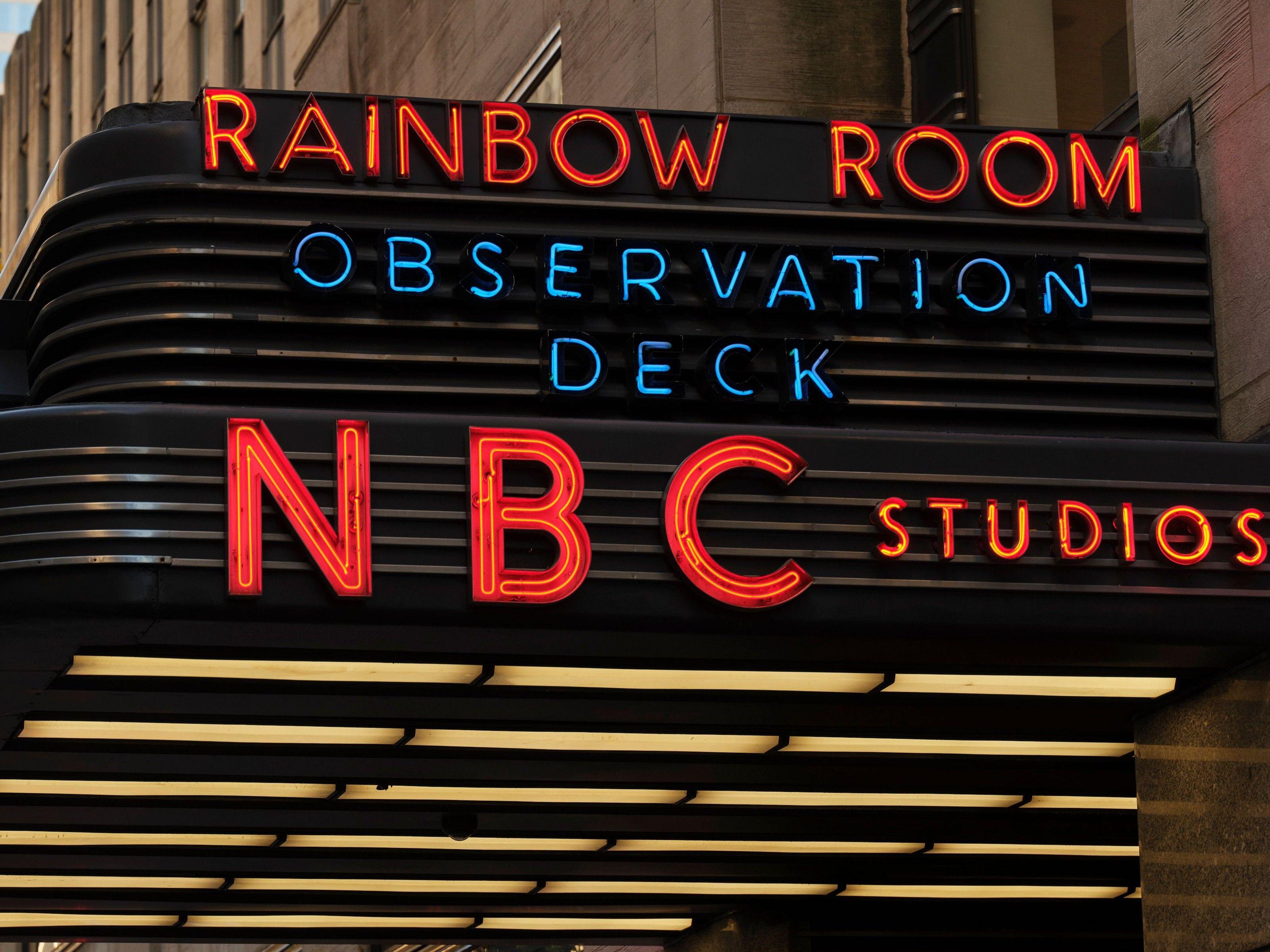 The NBC Studios marquee at Rockefeller Center