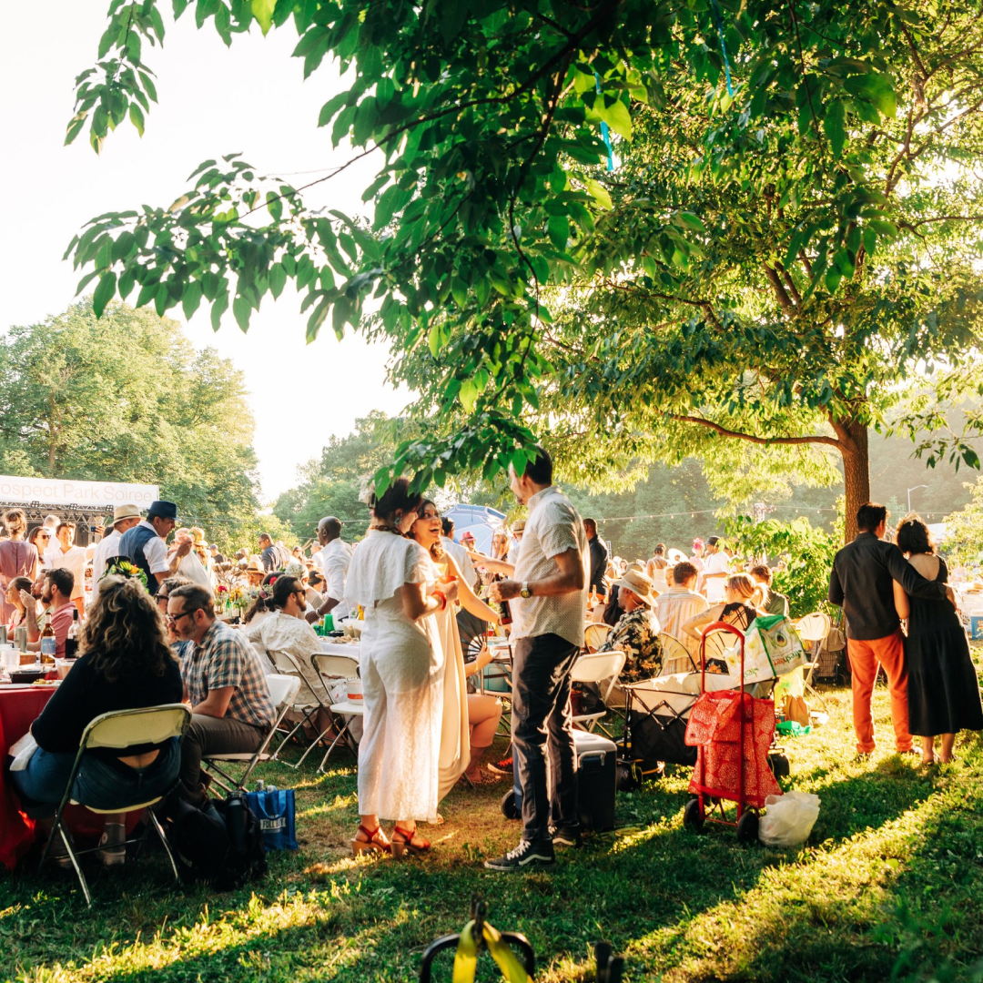 A large group of people gathered for the Prospect Park Soiree