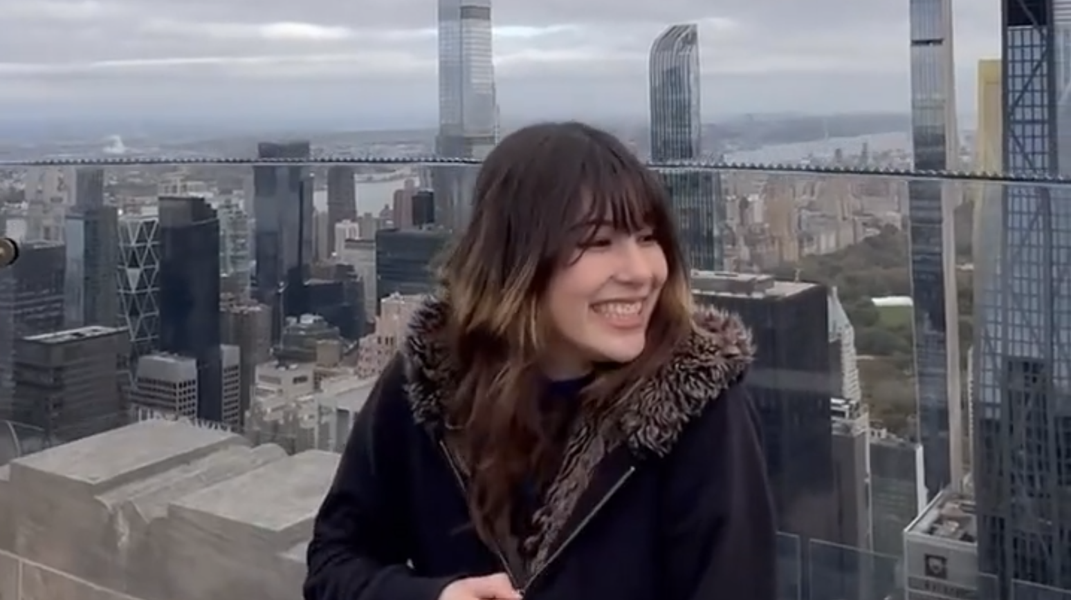 Alysa Liu on skylift at top of the rock