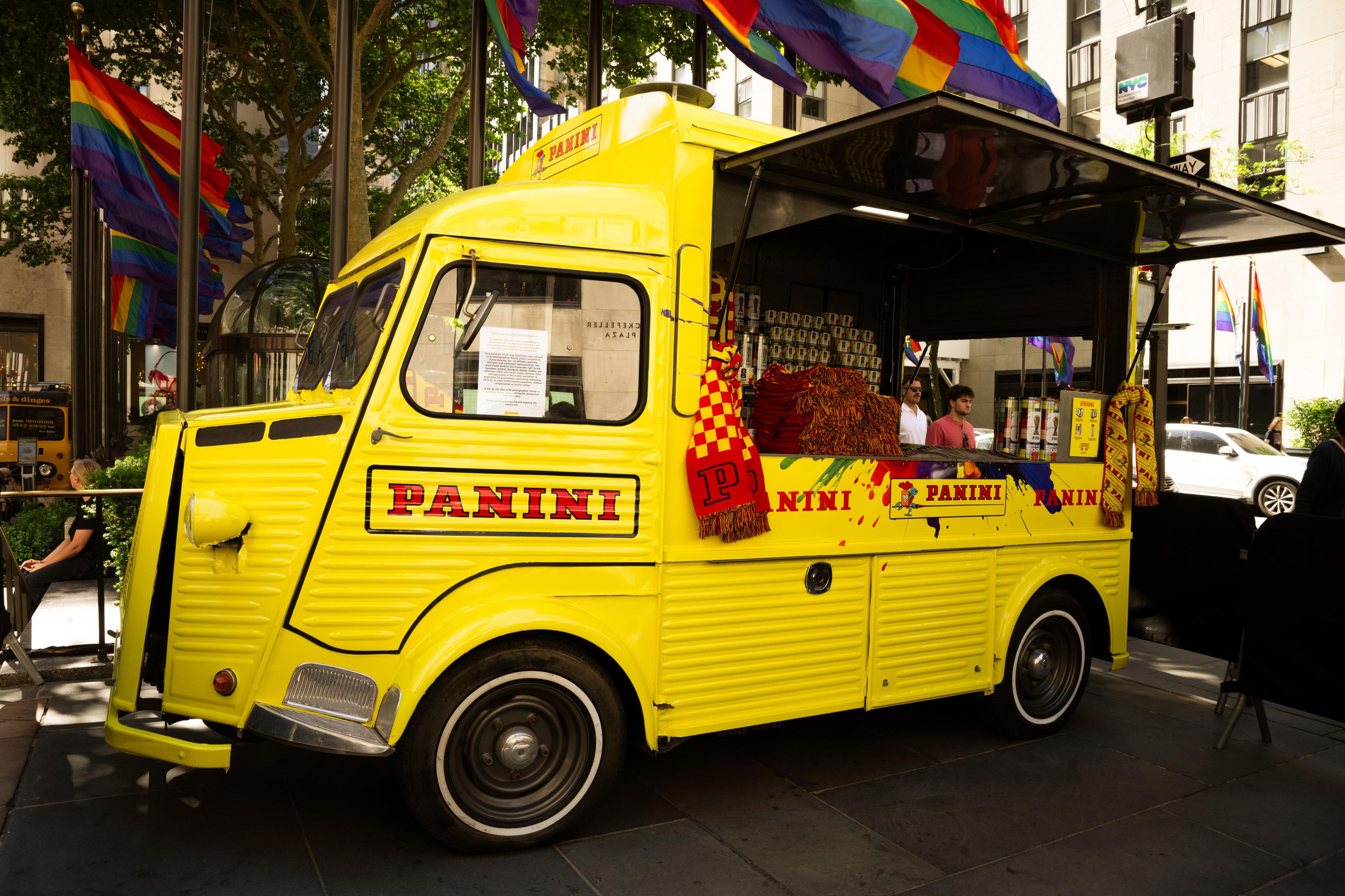 panini sticker trading truck at rockefeller center