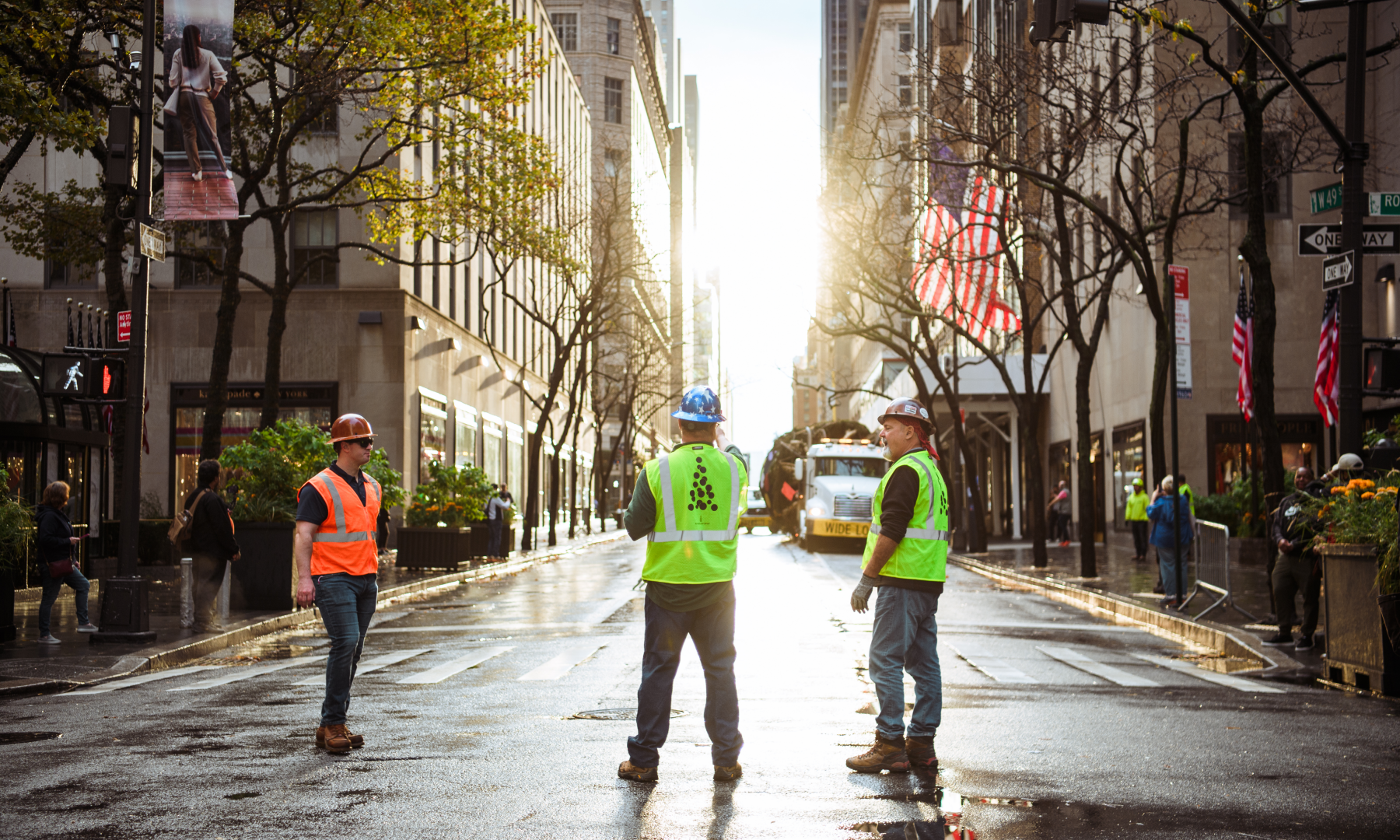 Erik Pauze, head gardener for Rockefeller Center, directs Christmas Tree Arrival logistics
