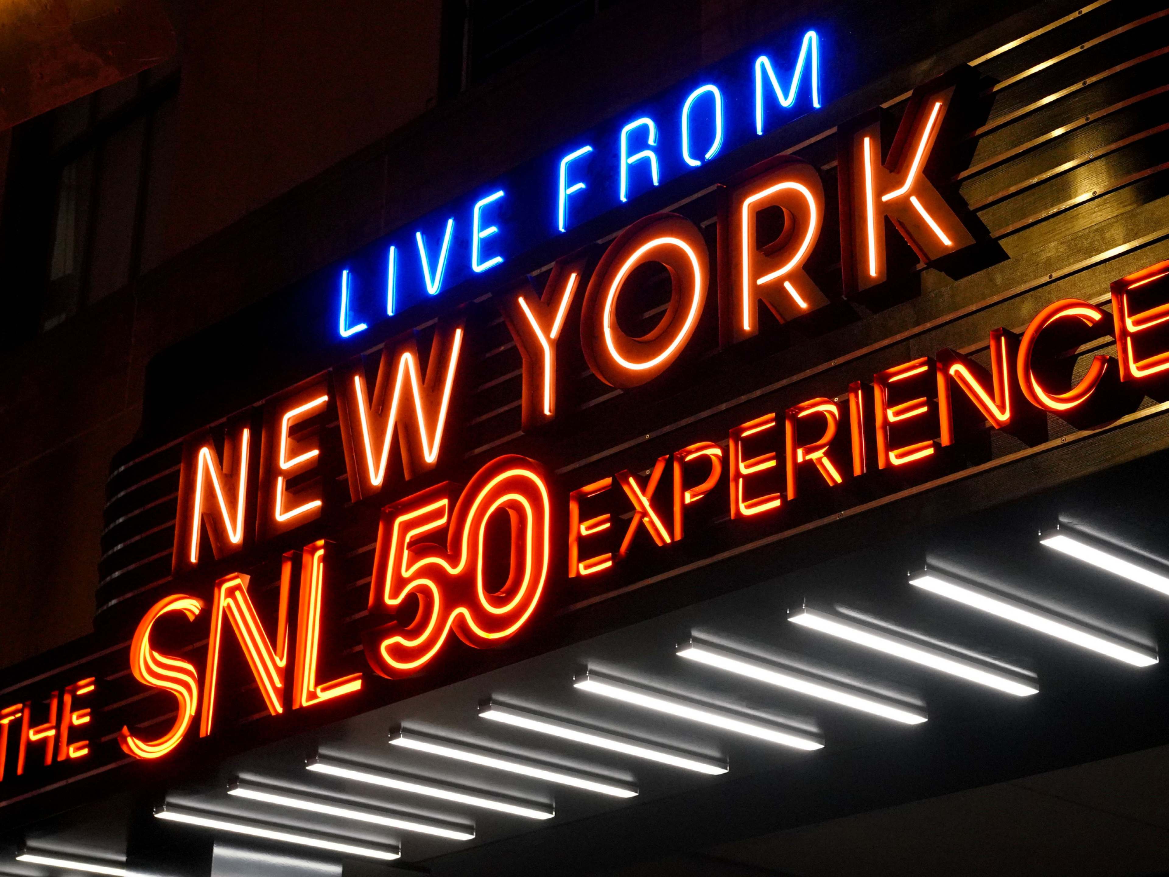The marquee for the 'Live from New York: The SNL50 Experience'