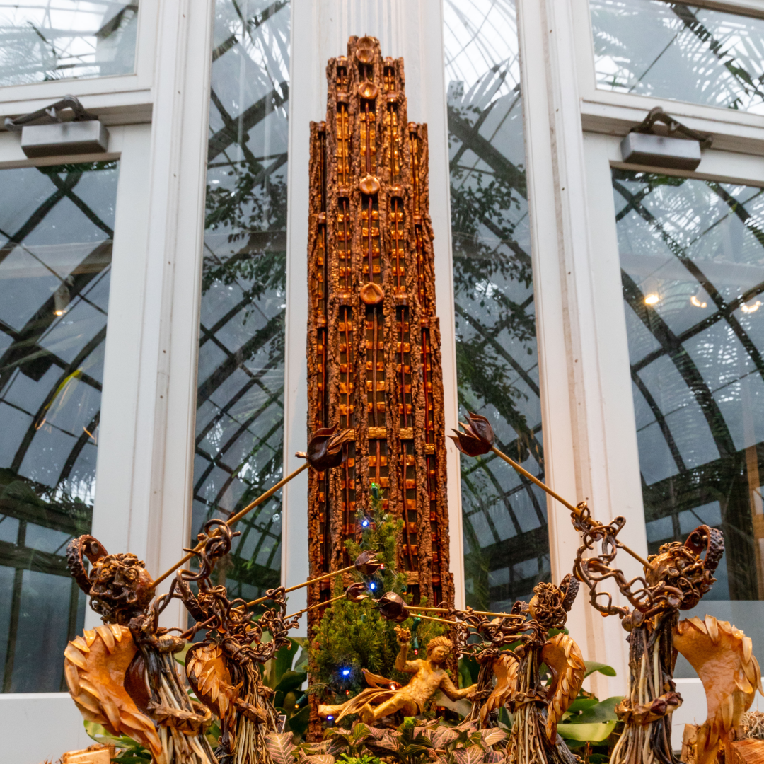 Small sculpture of Rockefeller Center at the New York Botanical Garden's Holiday Train Show