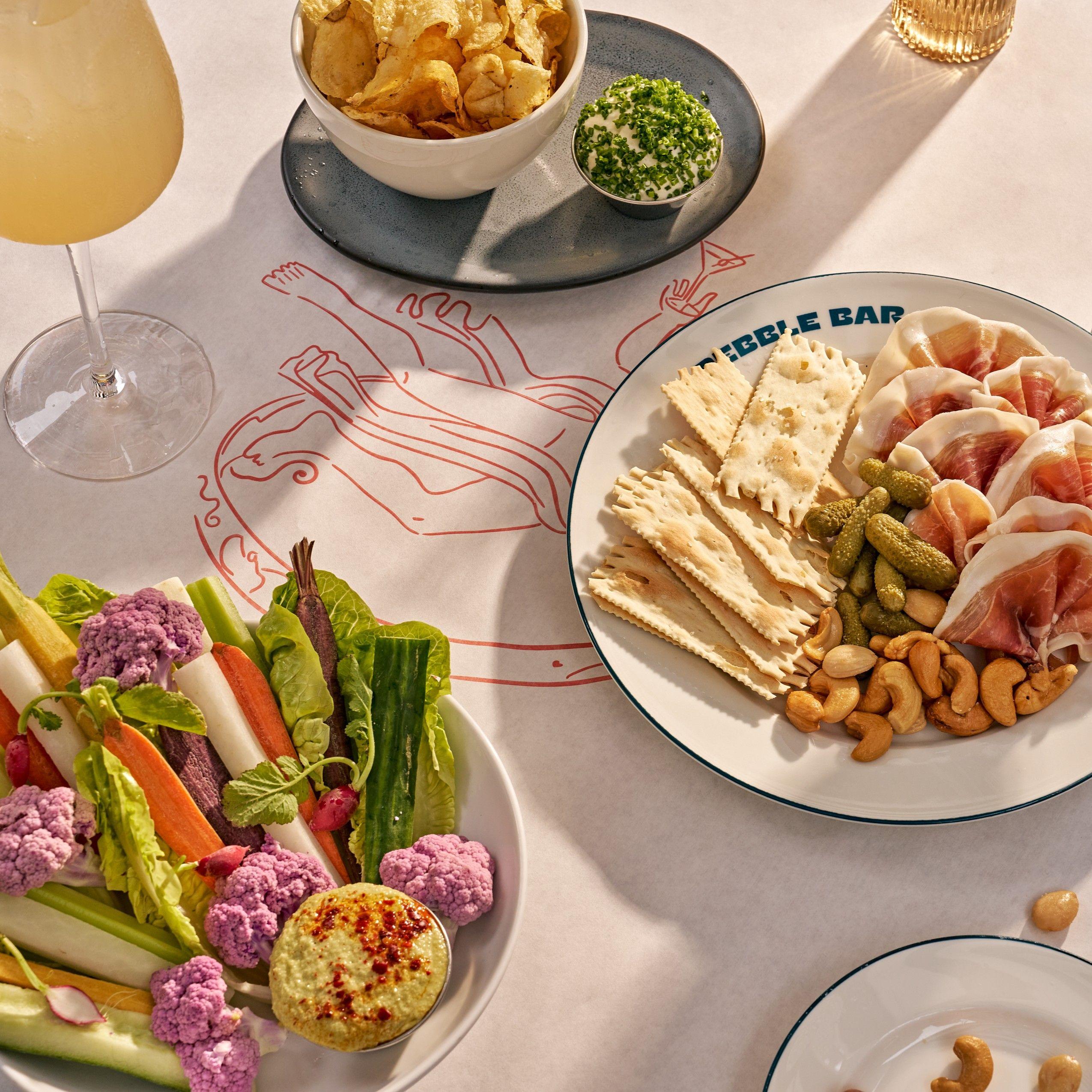 drinks and food from pebble bar at the rink